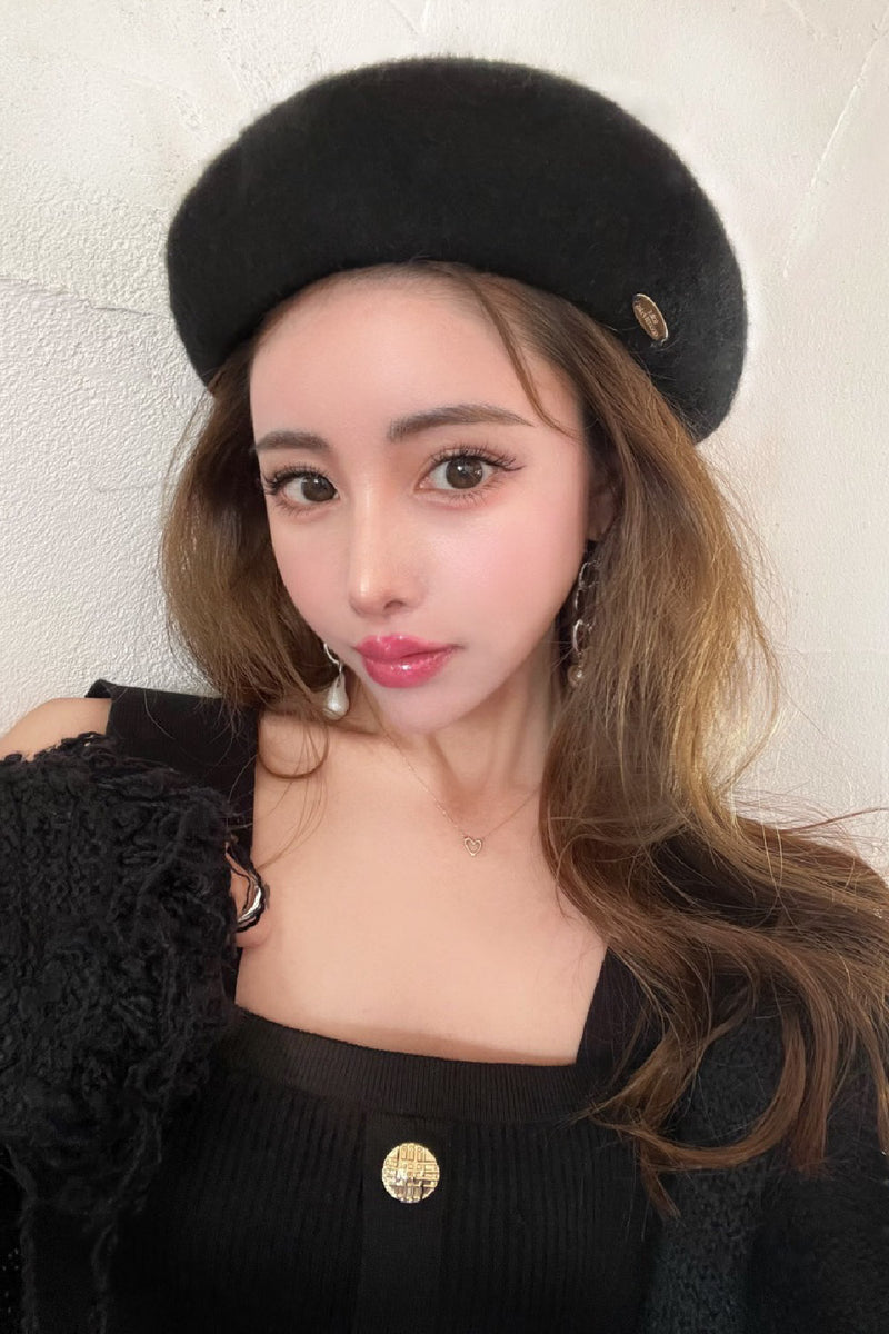 BVLGARI 紫色 カシミヤベレー帽 BVLGARI 紫色 カシミヤベレー帽 ブルガリ ミラノファッションウィーク