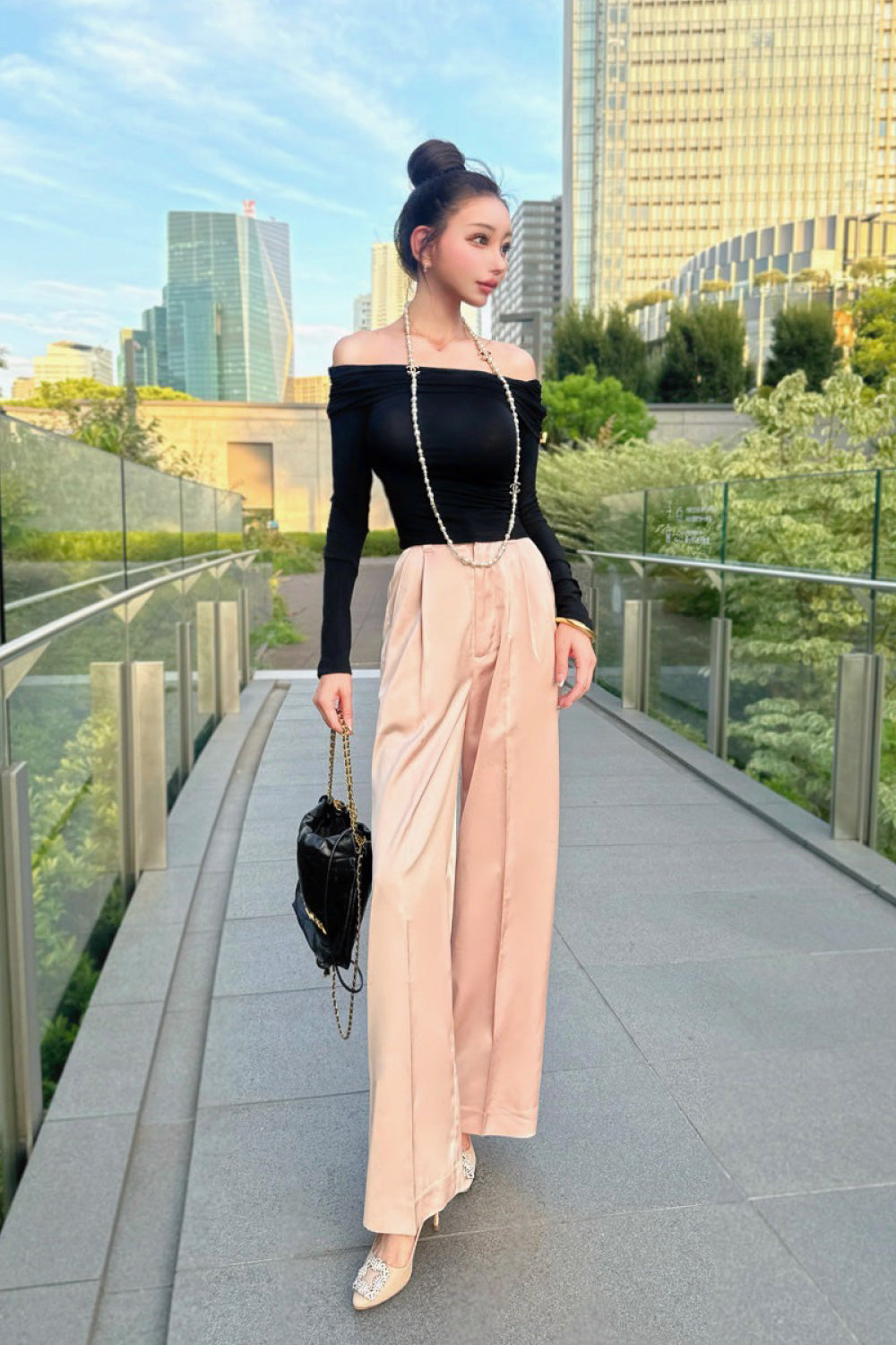 JUSGLITTY マットサテンワークパンツ　ピンク JUSGLITTY マットサテンワークパンツ ピンク マットサテンパンツ※WEB